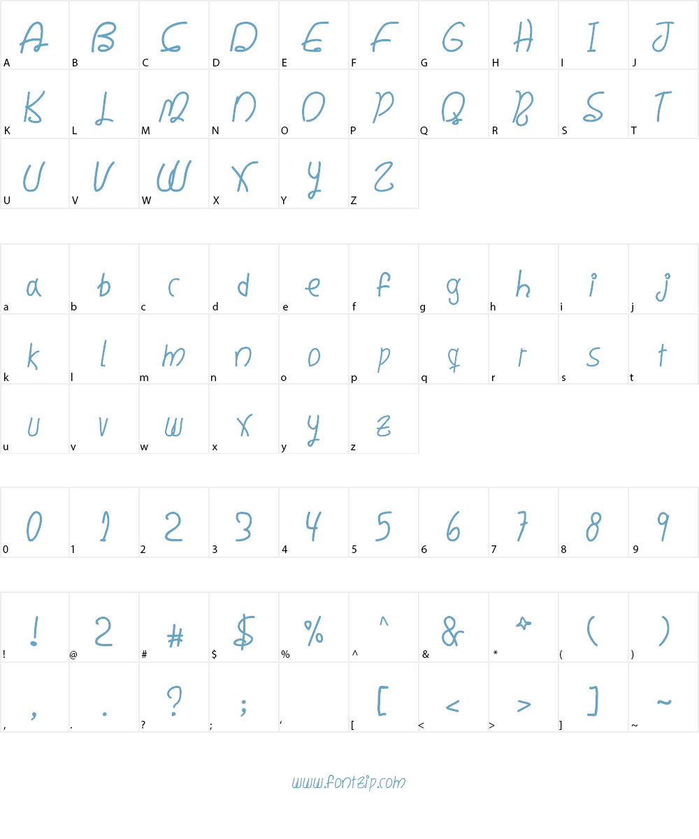 Writing Memories Font Character